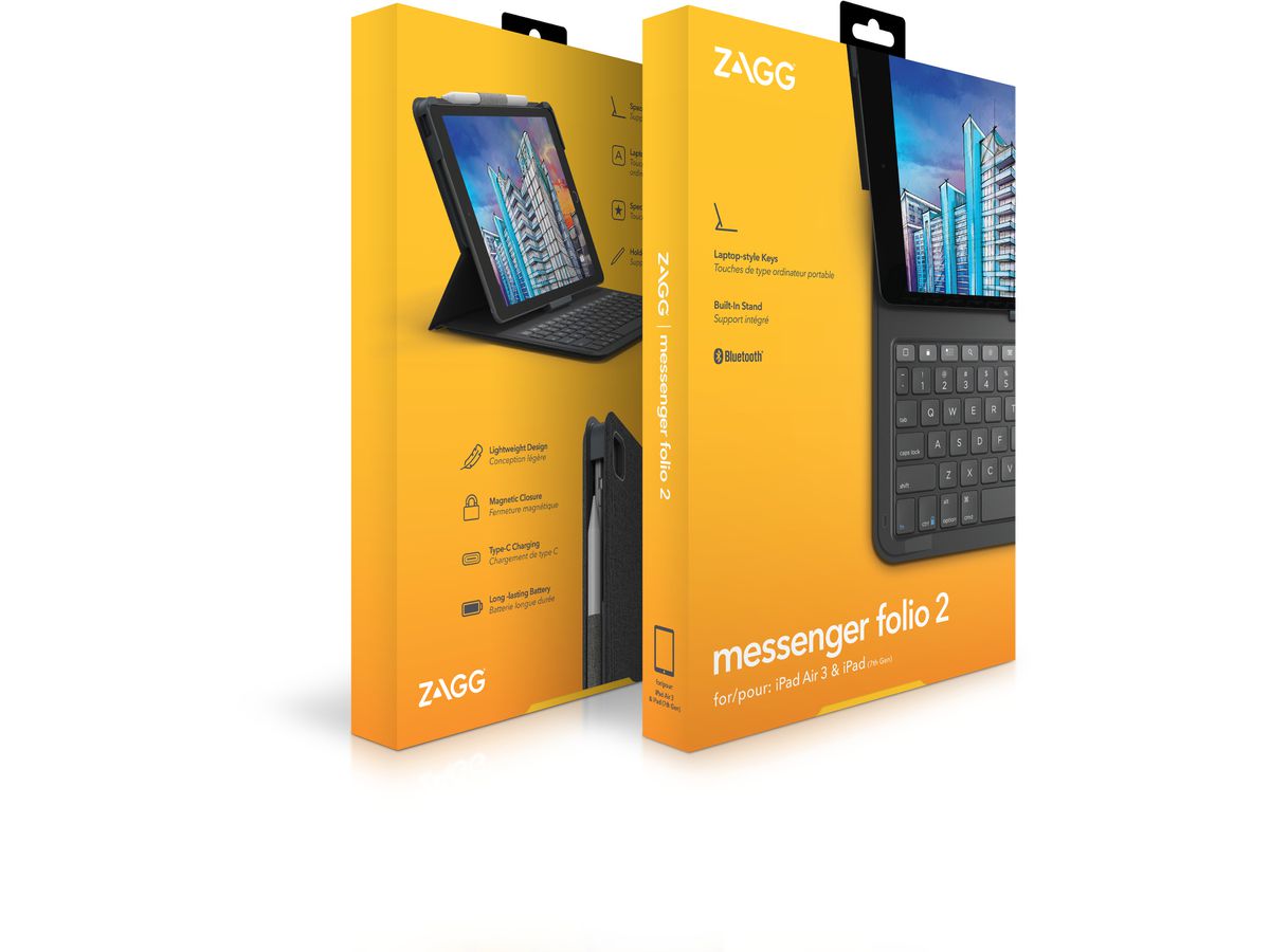 ZAGG Messenger Folio 2 for iPad 103007174 10.2 (Gen7-9)10.5(2020),CH (0840056136724)