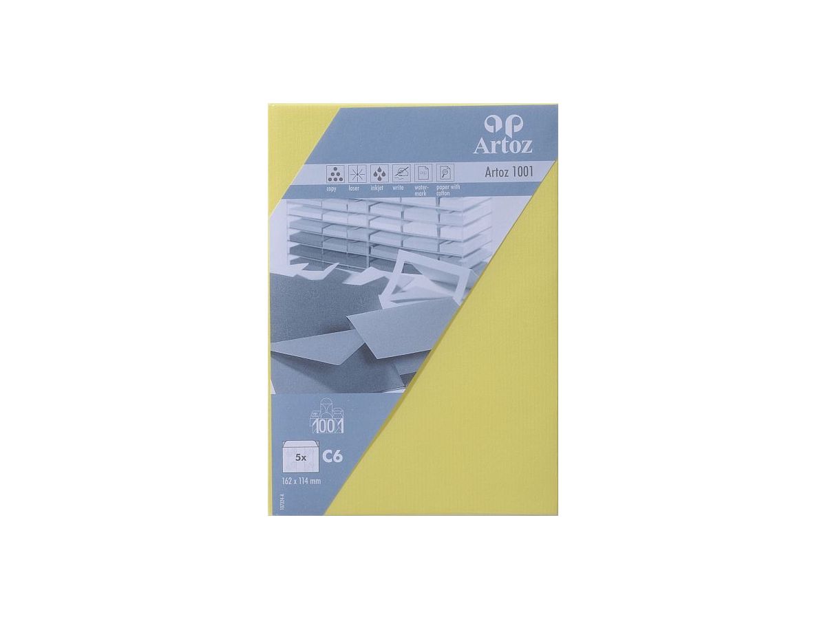 ARTOZ Enveloppes 1001 C6 107324182 100g, jaune soleil 5 pcs. (7612450248609)