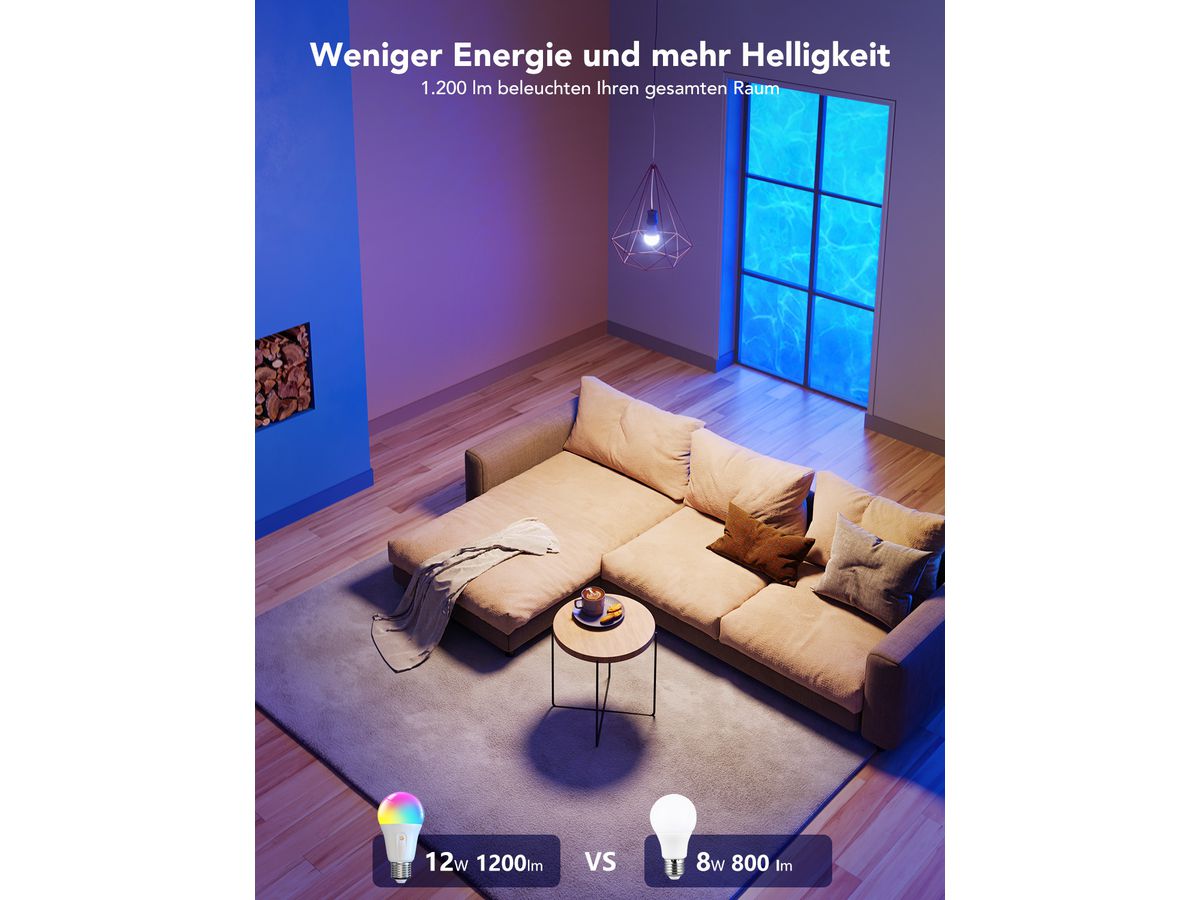 GOVEE Smart Lampadina LED E27 H60093C1 Wifi & Bluetooth, 1200Lumen (6974316992745)