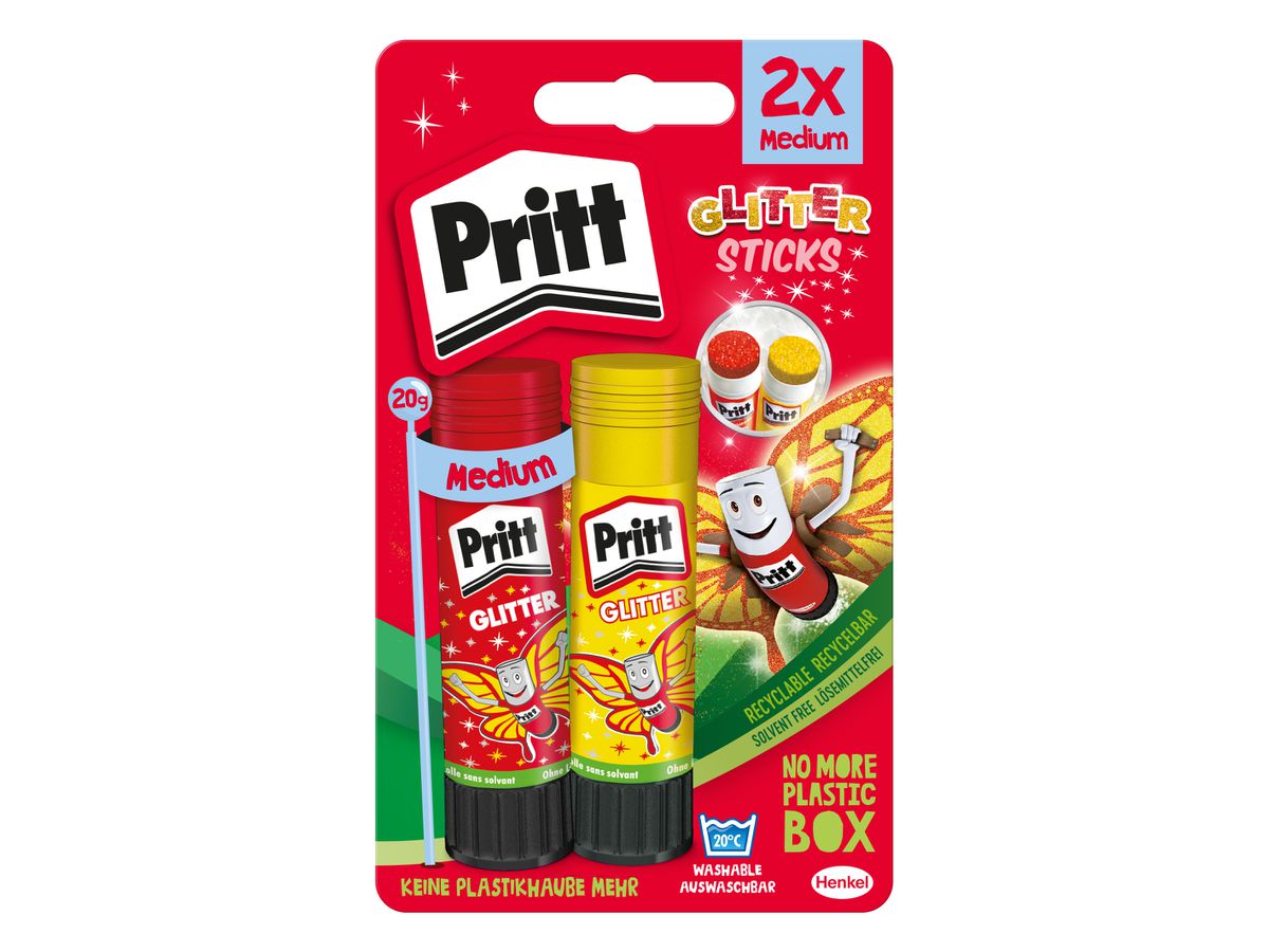 PRITT Klebestift Glitter 2x20g 45-900-248 rot, gelb (4015000435741)