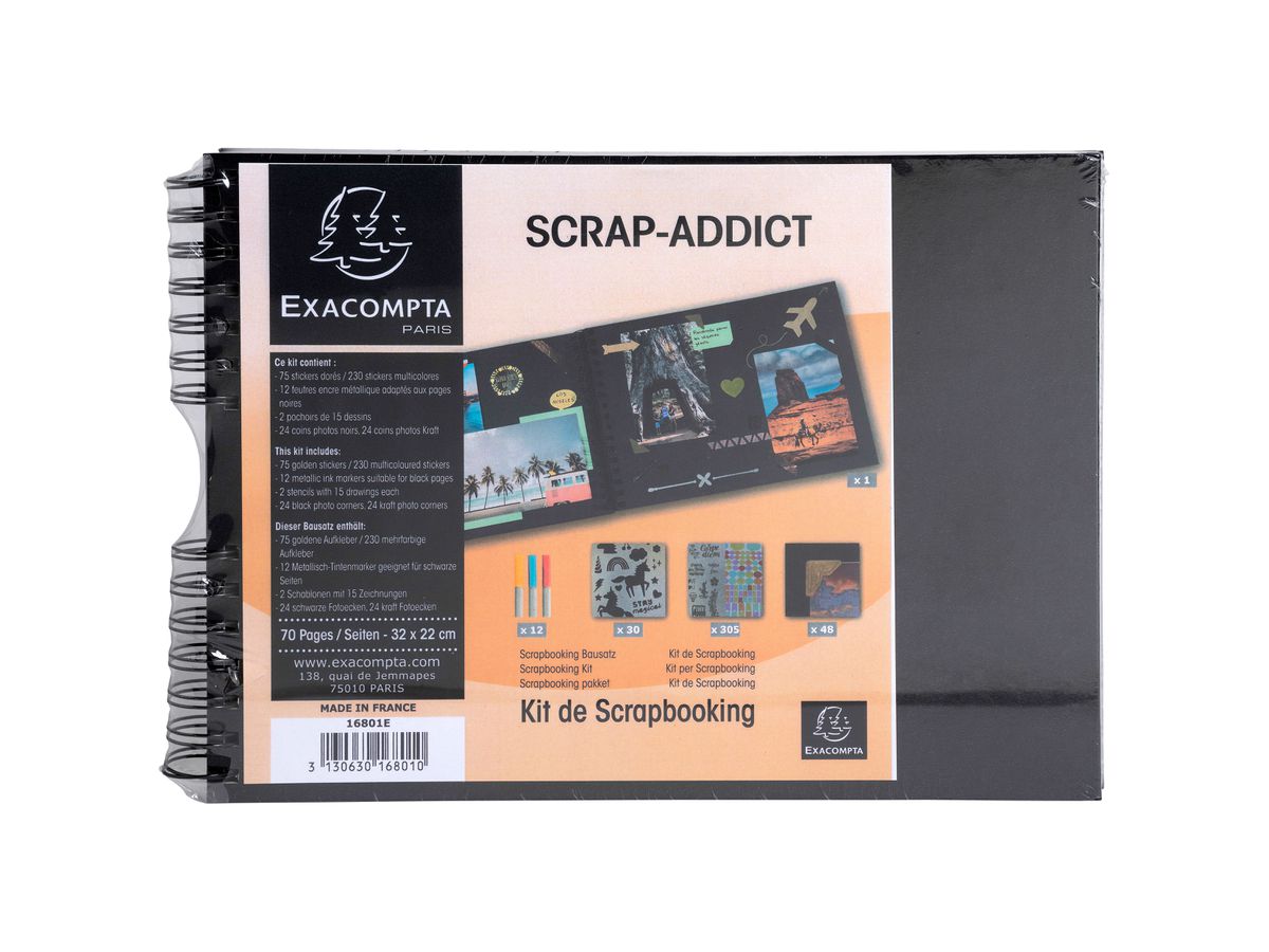 EXACOMPTA Kit Scrapbooking 32x22cm 16801E noir 70 pages (3130630168010)