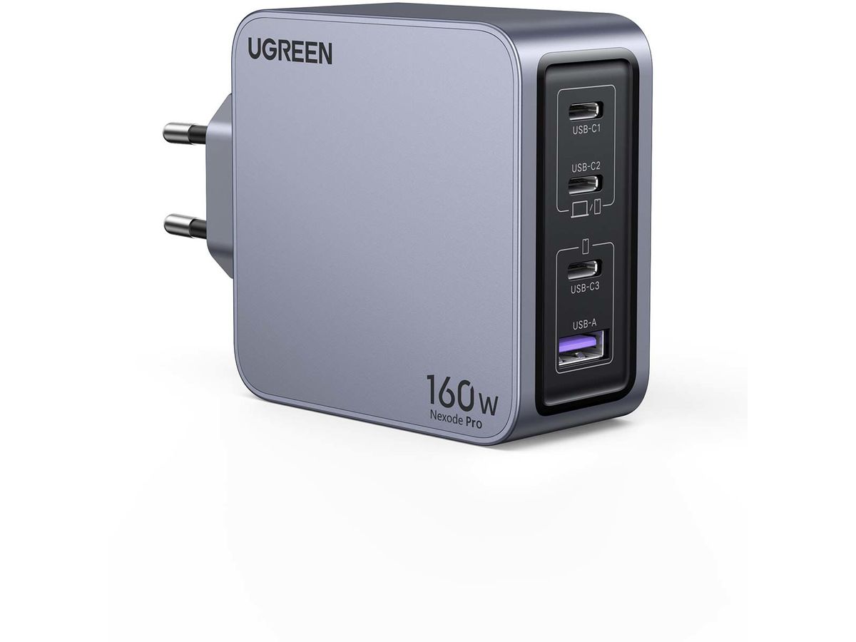 UGREEN USB Wallcharger Nexode Pro 25877 160W, 4-Port,PD,GaN w.Cable (6941876228775)