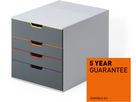 DURABLE Schubladenbox Varicolor 4 760427 grau/bunt 4 Fächer (4005546702407)
