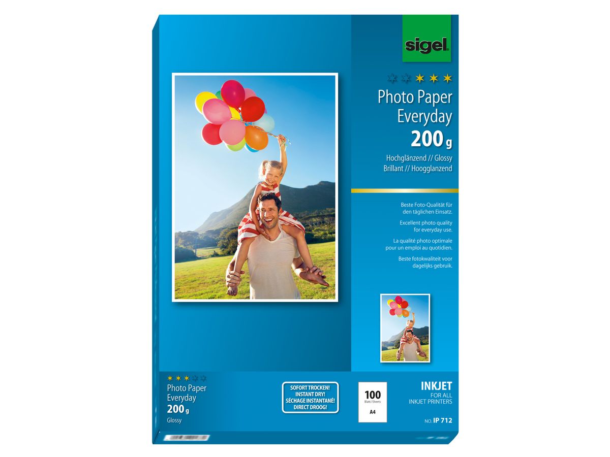 SIGEL InkJet Photo Paper Everyday A4 IP712 200g glossy 100 flls. (4004360998904)