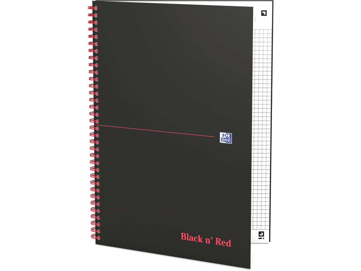 OXFORD Buch Black 'n Red A4 400047609 quadrettato, 90g 70 fogli (4006140009145)