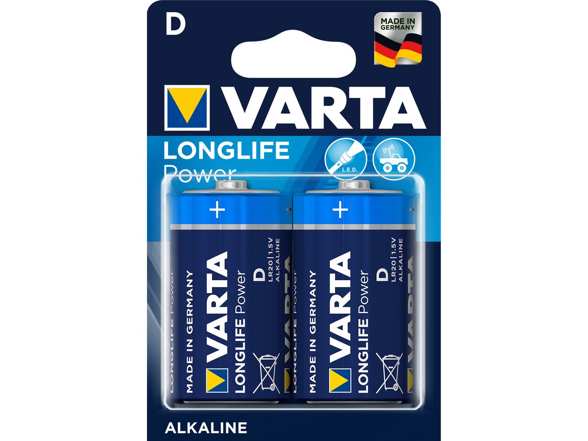 VARTA Batterie Longlife Power 4920121412 D/LR20, 2 Stück (4008496559237)