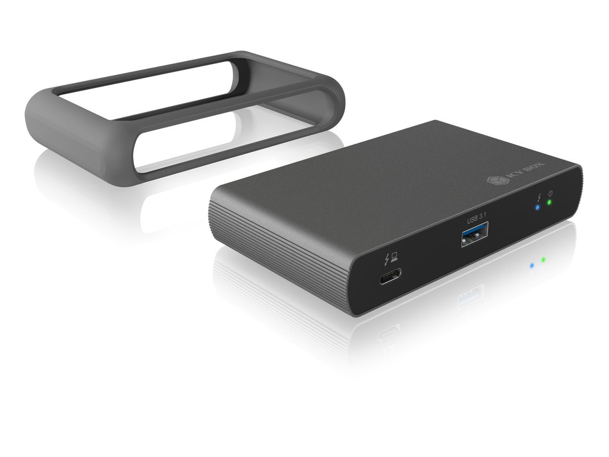 ICY BOX 4 Port Hub Thunderbolt4 Type-C IB-HUB801-TB4 85W PD Silicon Alu.Black (4250078169796)