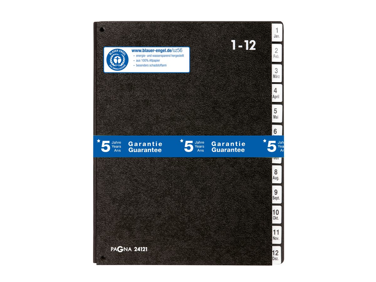 PAGNA Pultmappe A4 24121-04 schwarz 1-12/Jan-Dez (4013951002050)