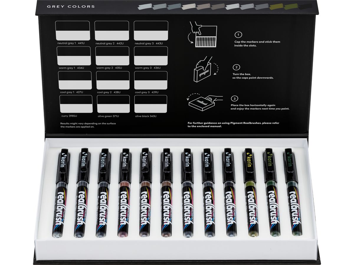 KARIN Real Brush Pen 0.4mm 33C2 Pigment, Grey Colors (5904446031572)