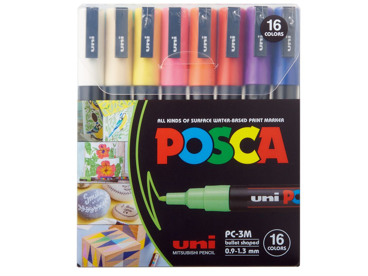 POSCA Marker 09-1.3mm PC-3M 16C 16 colori ass. (4902778246122)
