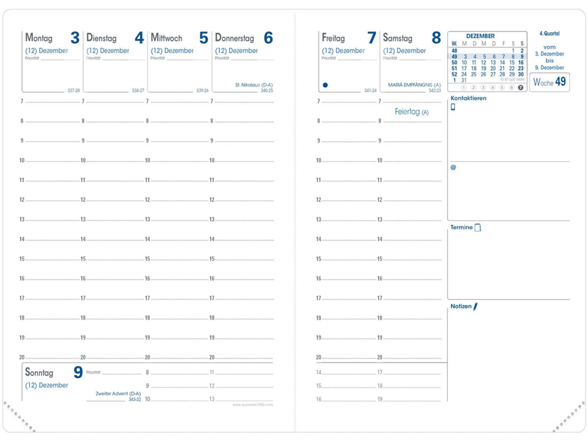 QUO-VADIS Agenda Tour Club 2026 003687Q 1W/2S hellblau DE 9x12.5cm (3371010515455)