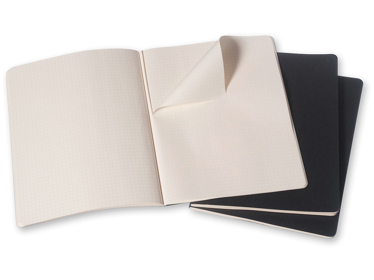 MOLESKINE Quaderno Cahier XL 25x19cm 705021 quadrettato, nero 3 pezzi (9788883705021)