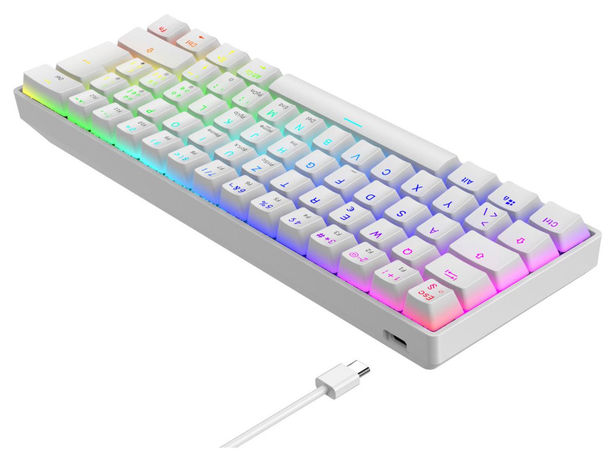DELTACO Mechanical Keyboard DK470 GAM-175-W-CH Hot-Swap,KTT Switches,White (5706470154803)