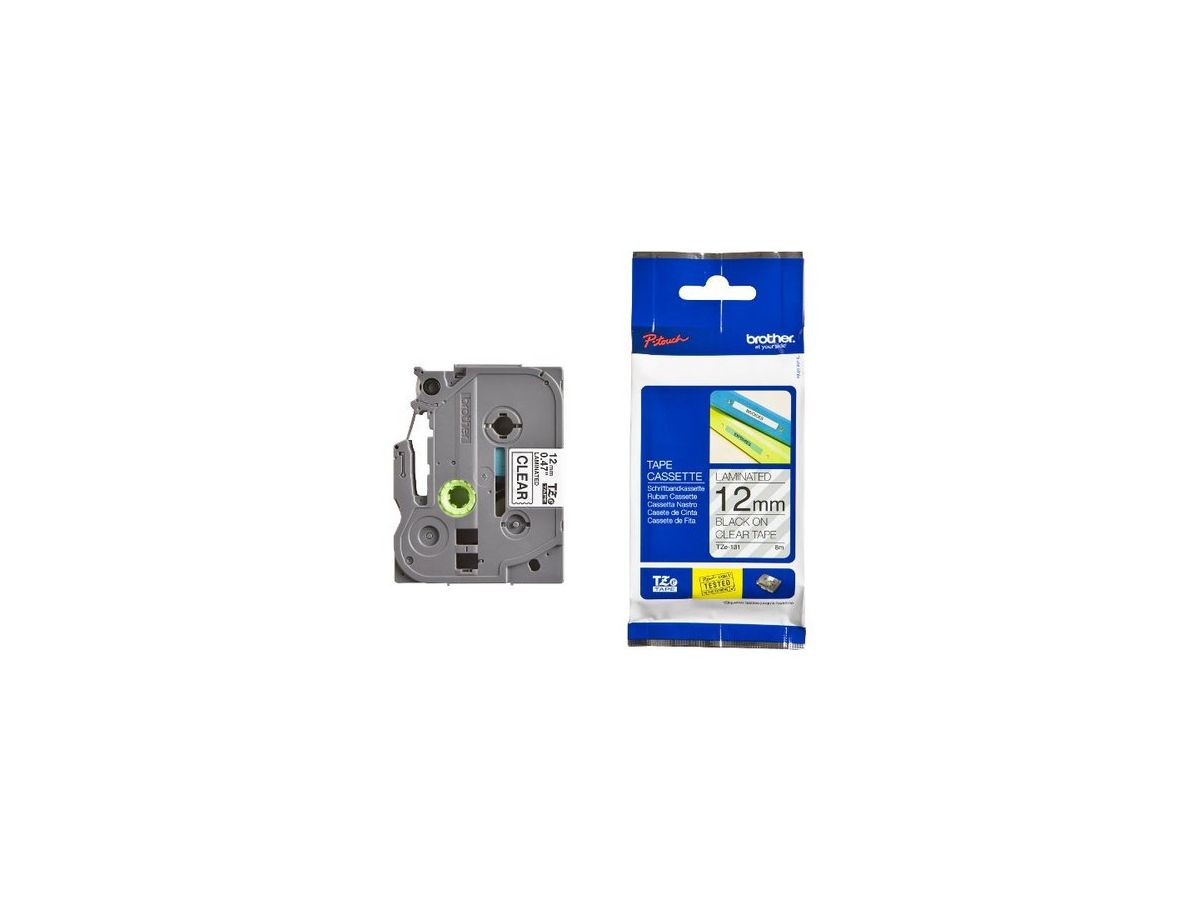 PTOUCH Band, laminiert schwarz/klar TZe-131 PT-1280VP 12 mm (4977766684811)
