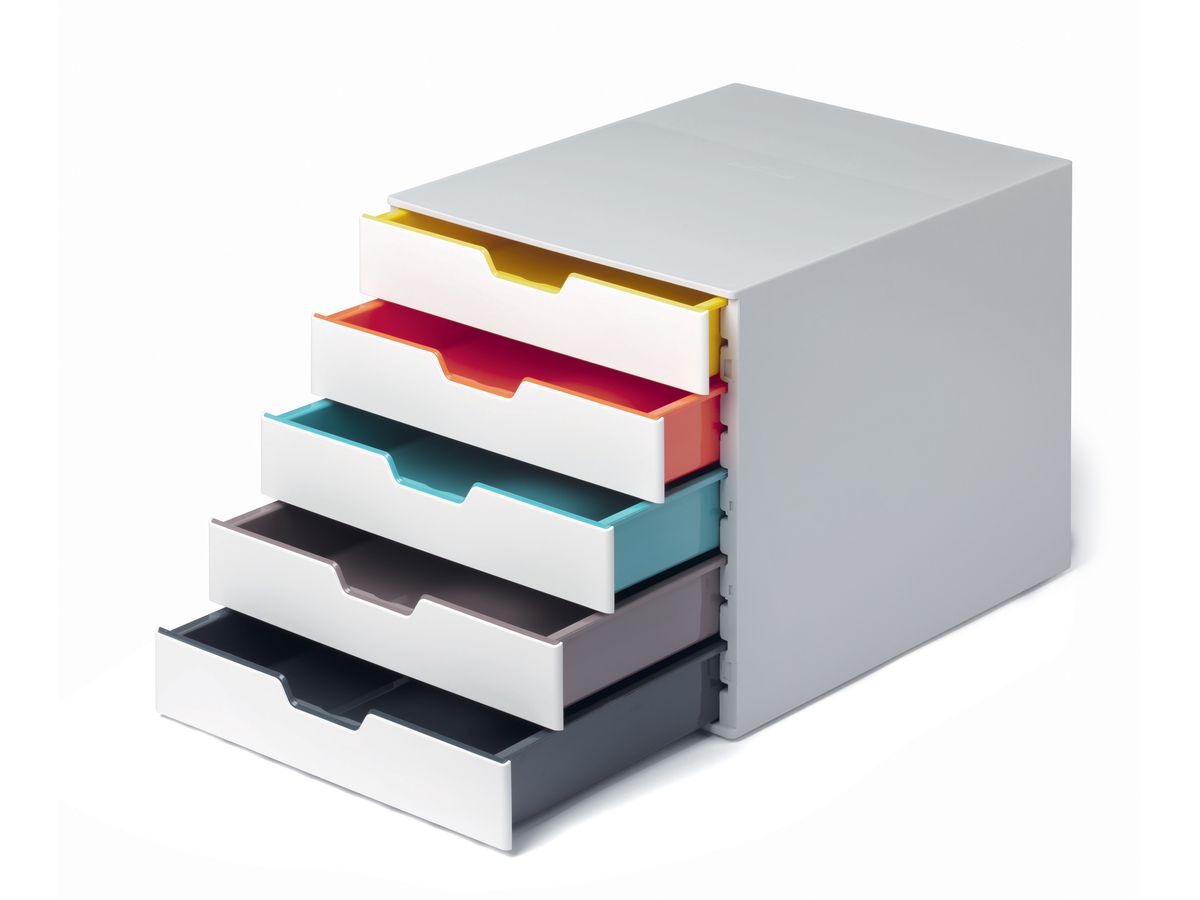 DURABLE Schubladenbox Varicolor 5 762527 weiss/bunt 5 Fächer (4005546993263)