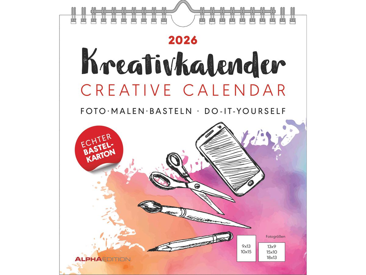 ALPHA EDITION Bastelkalender 2026 160645 weiss 21x22cm (4069095006454)