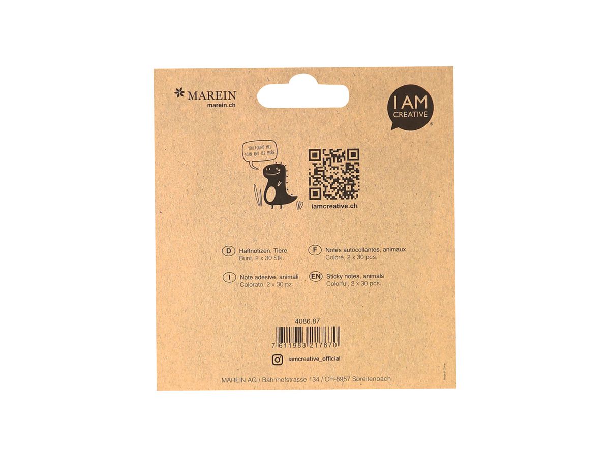 I AM CREATIVE Sticky Notes 4086.87 Tiere 60 Blatt (7611983217670)