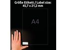 AVERY ZWECKFORM Typenschild-Labels 45,7x21,2mm L6009-20 silber, Laser 960 St./20 Blatt (4004182060094)