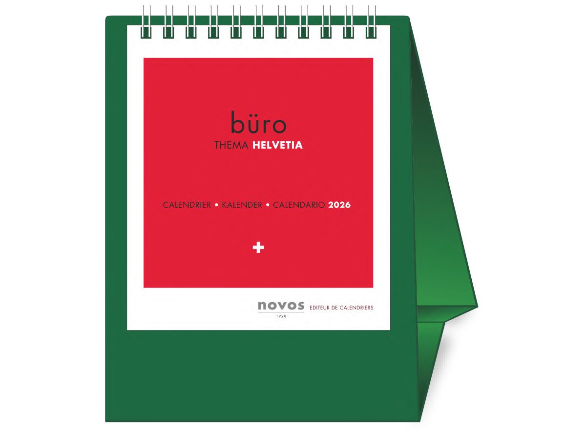 NOVOS Calendrier table Helvetia 2026 501081 1M/1P vert foncé ML 11.5x14cm (9771663501081)