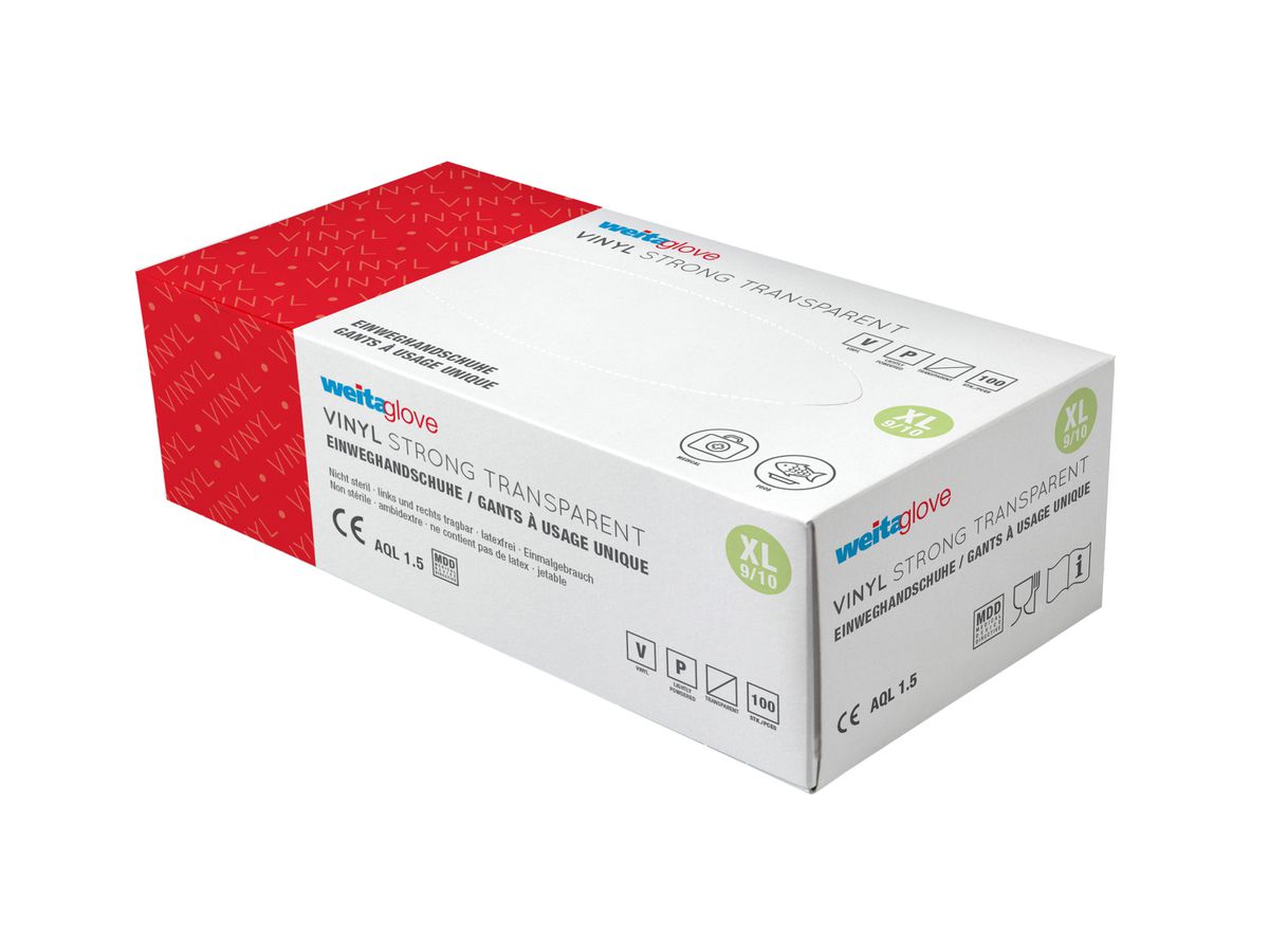 WEITA Einweghandschuhe Vinyl XL 270331 Strong, transparent 100 Stück (7610588270332)