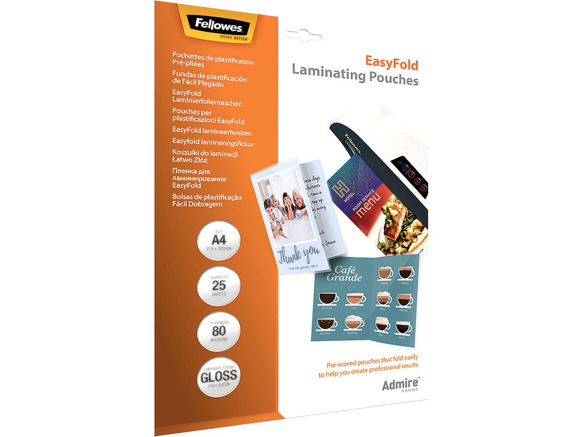 FELLOWES Pochettes à plastifier A4 5601901 brillant, 80my 25 pcs.. (0043859730858)