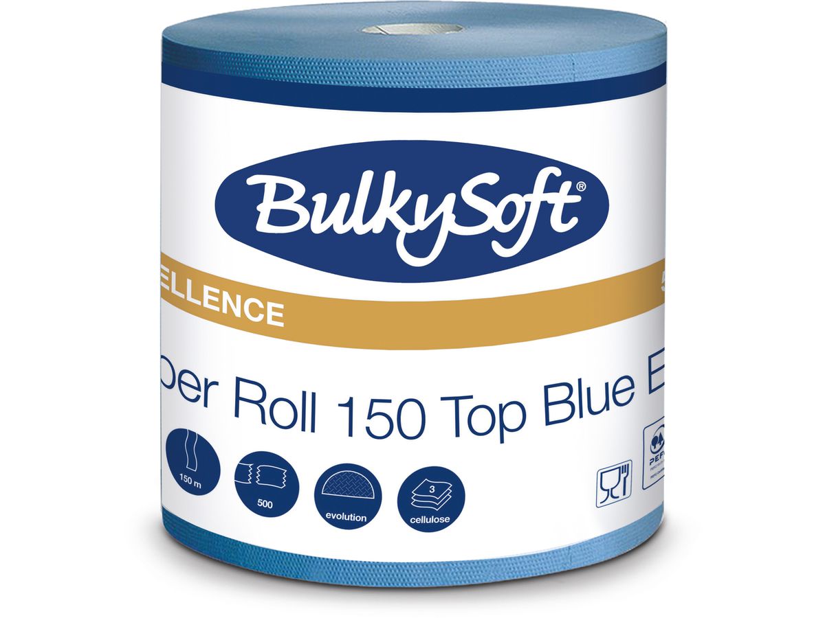 BULKYSOFT Putztuchrolle 3-lagig 26x30cm 26259 blau 2 Rollen (8018426567603)