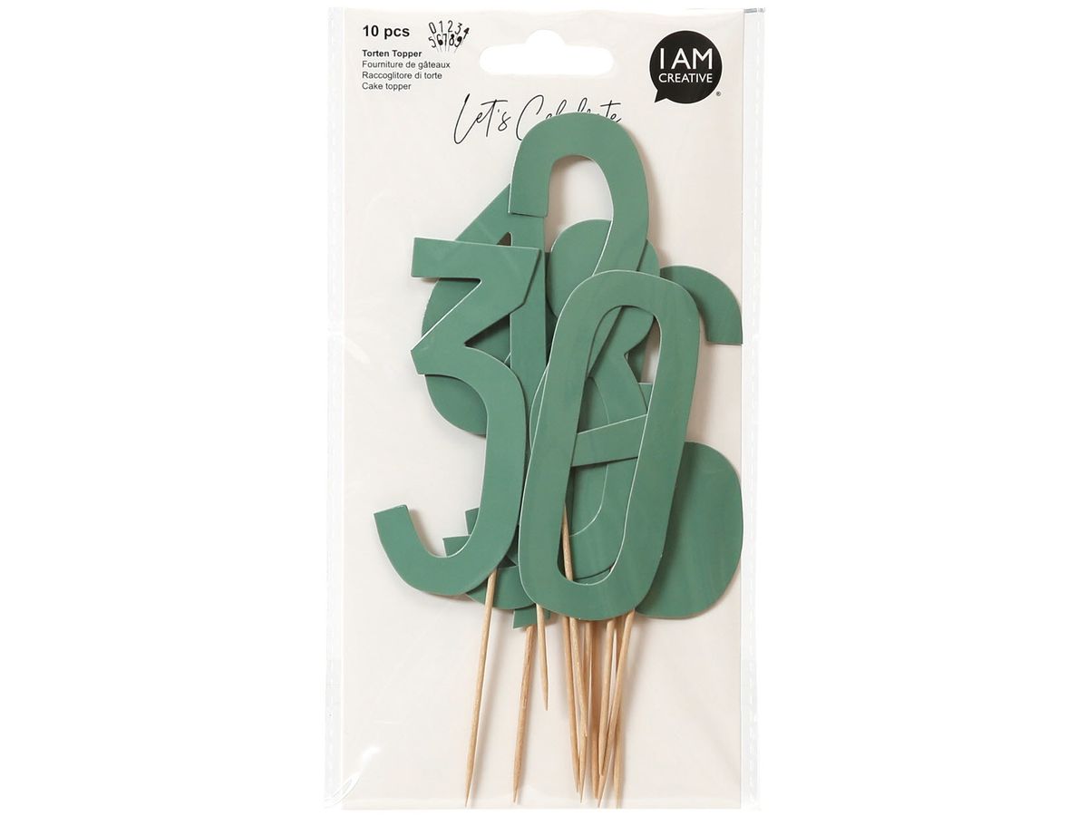 I AM CREATIVE Torten Topper,Zahl,mint,13cm 6010.943 10 Stück (7611983208593)