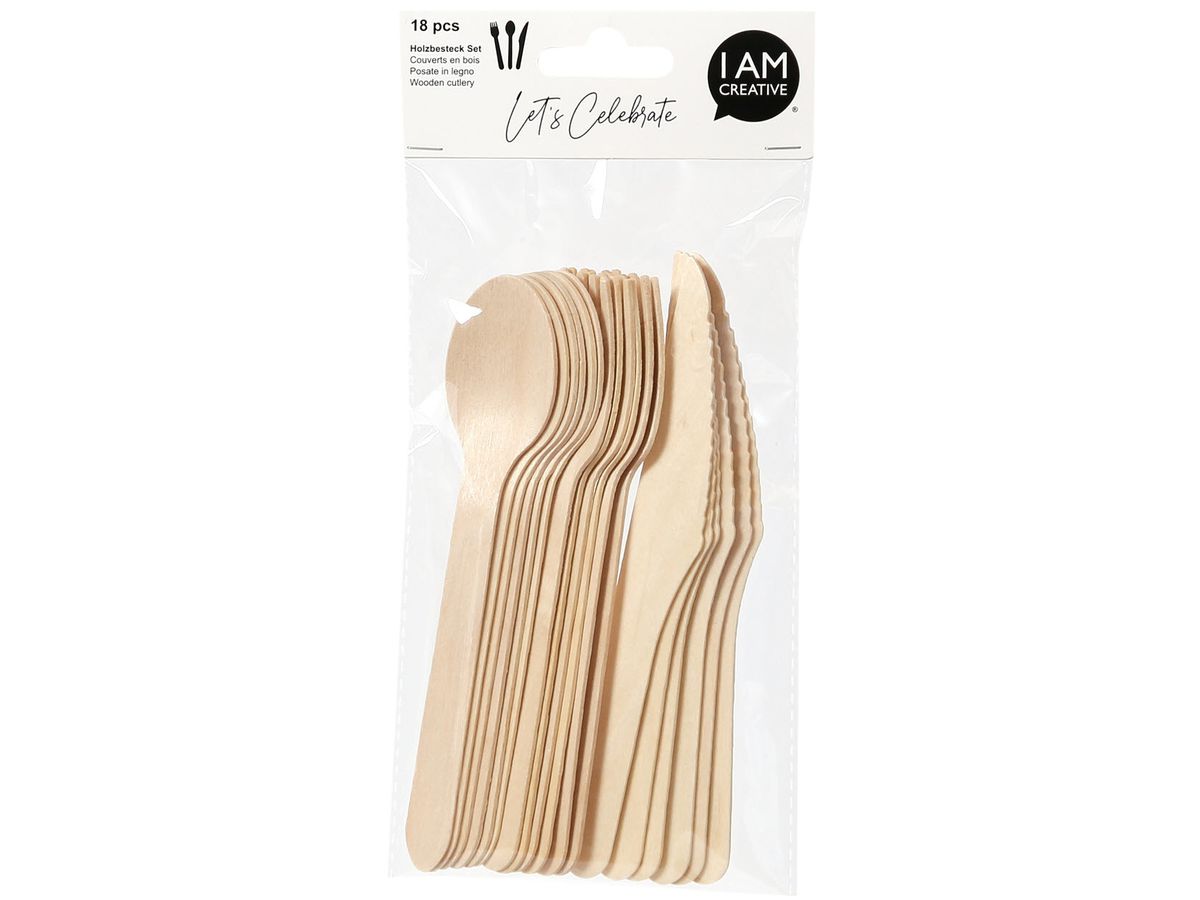 I AM CREATIVE Couverts en bois 6010.928 3x6 pcs. (7611983208647)