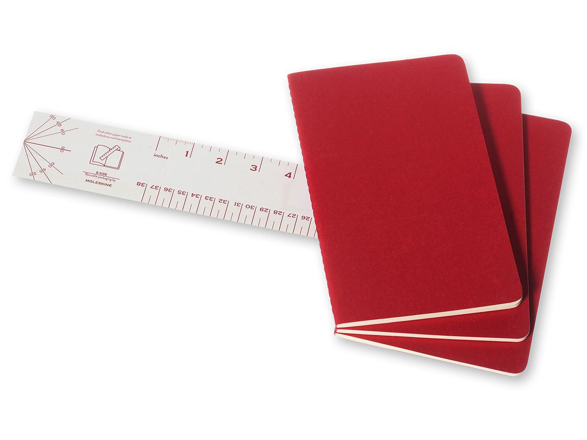 MOLESKINE Notizheft Cahier A5 101-4 liniert, rot 3 Stück (9788862931014)