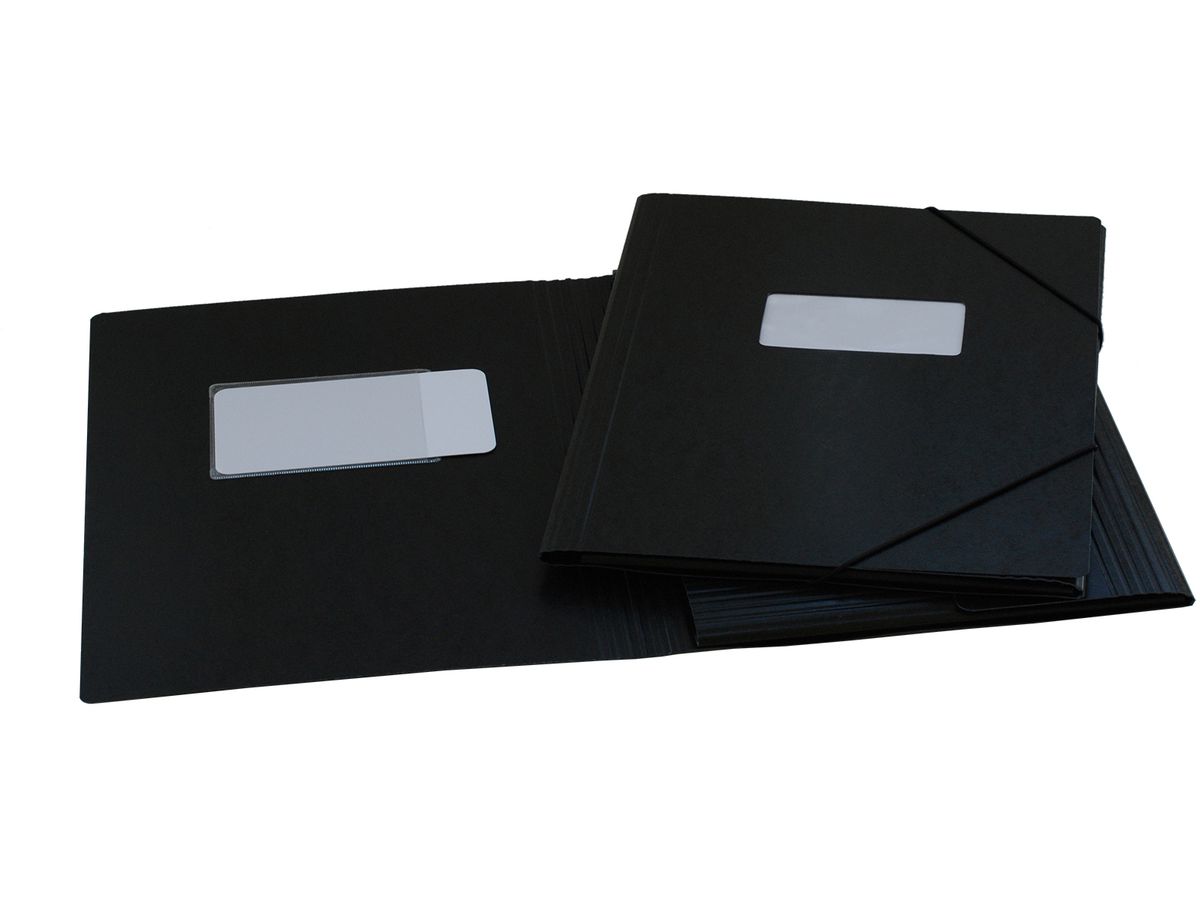 EROLA Cartella con elasti 650my A4 33299F nero cartone fibra c.finestra (7640114443497)