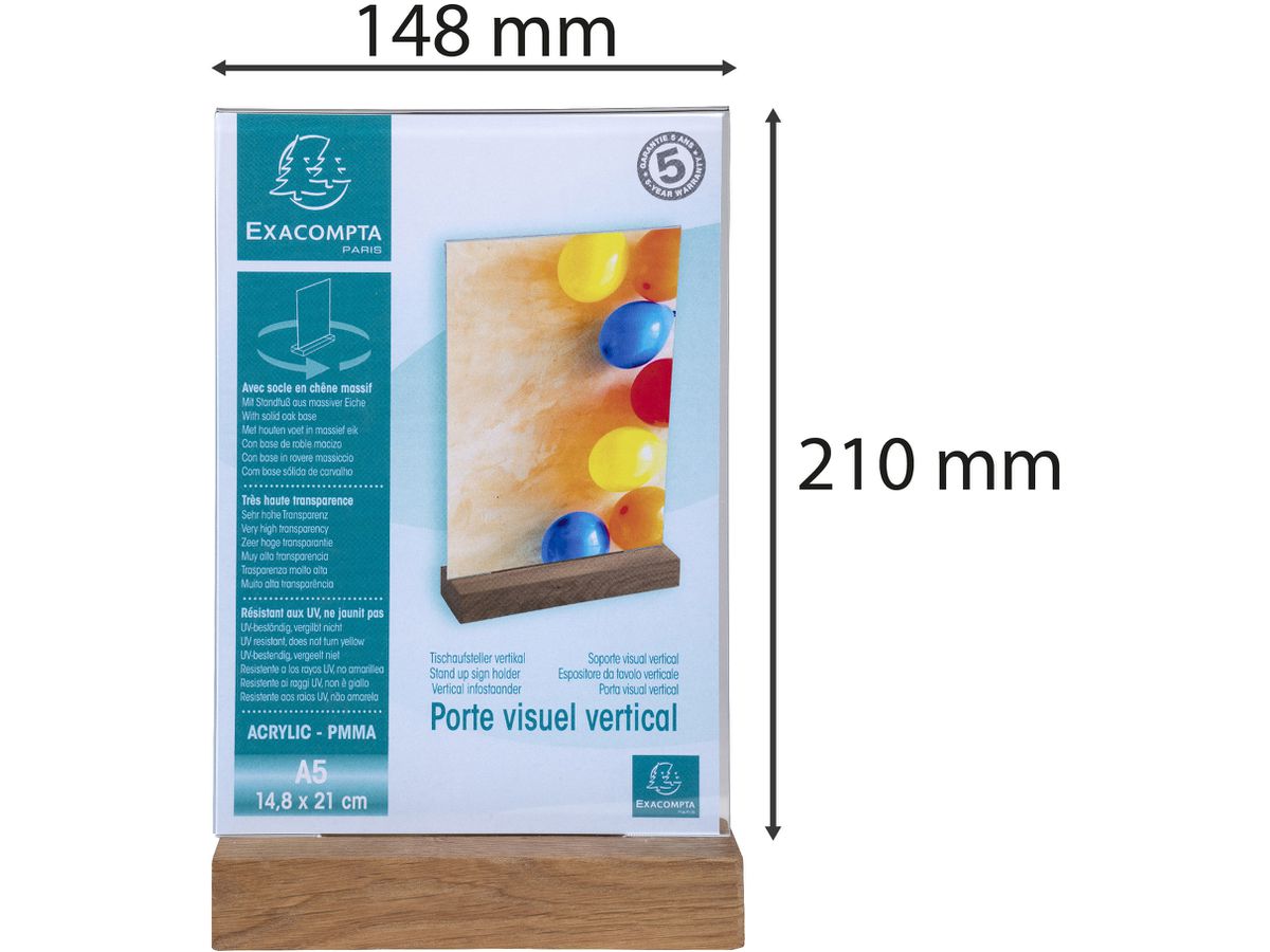 EXACOMPTA Présentoir de table A5 85258D transparent, bois haut (9002493109391)
