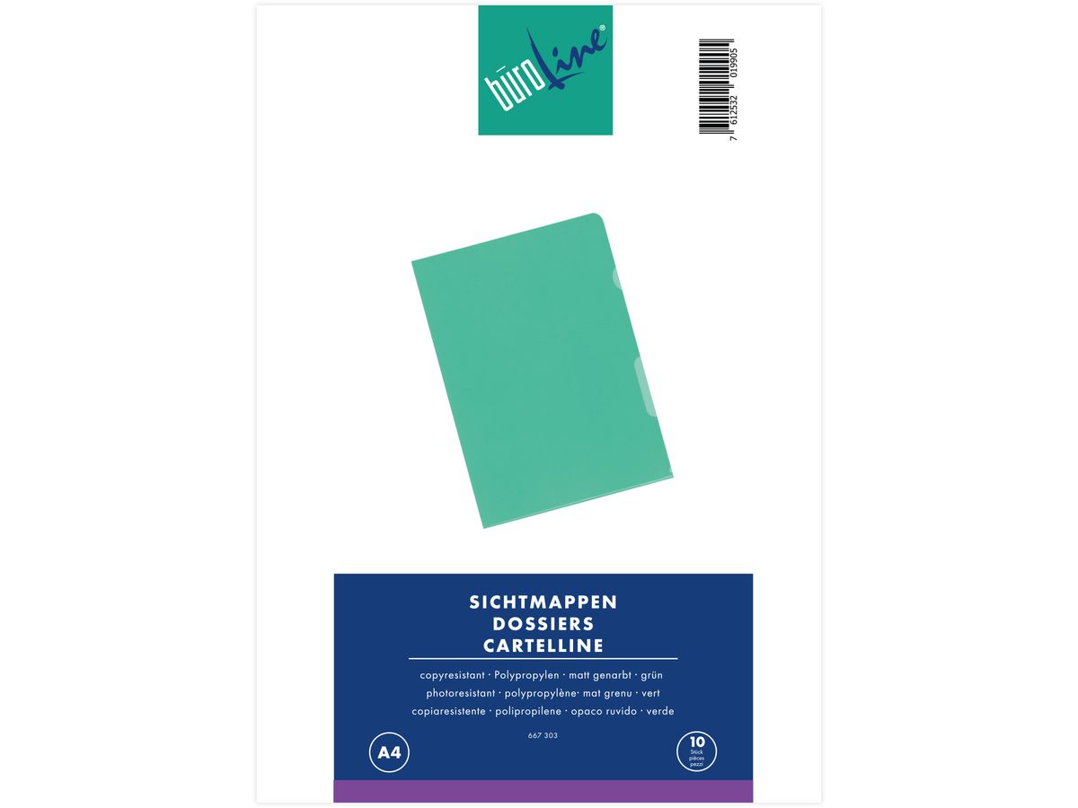 BÜROLINE Dossiers PP A4 667303 vert, matt 10 pcs. (7612532019905)