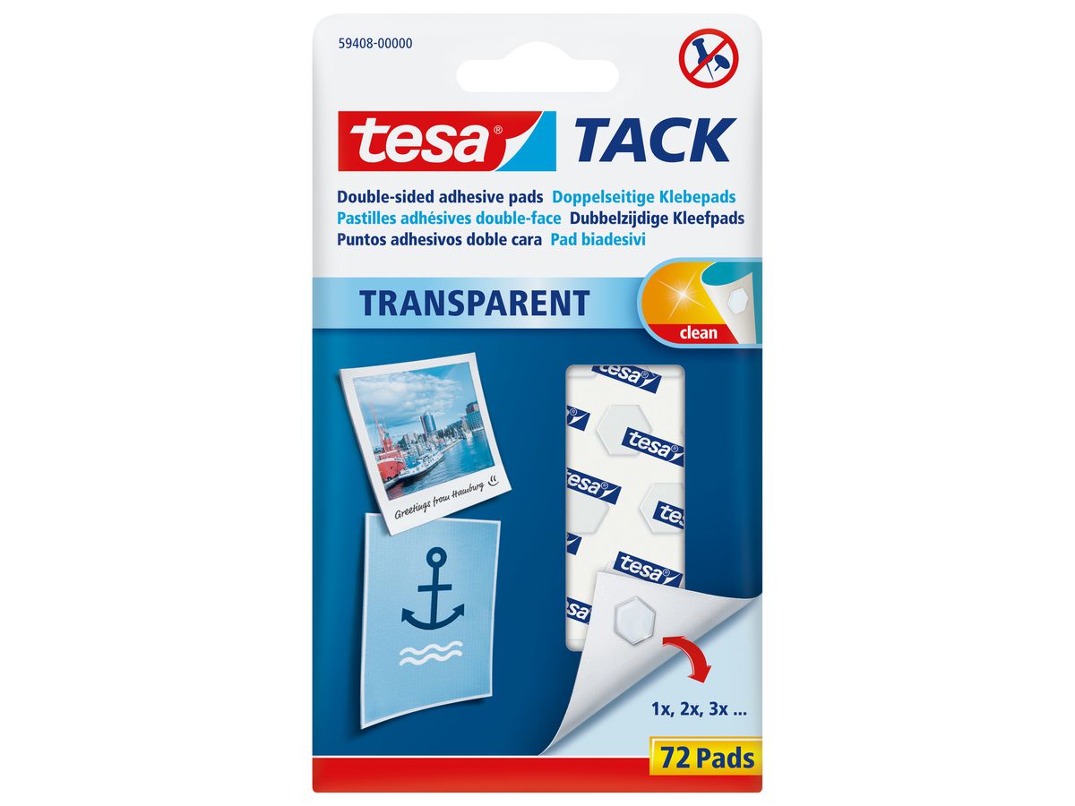 TESA Powerstrips Tack 594080000 transparent 72 Pads (4042448366849)