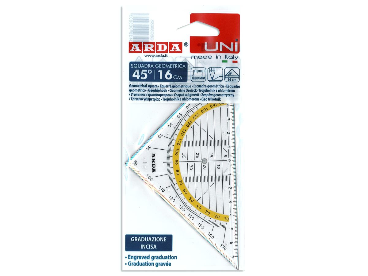 ARDA Geodreieck UNI 16cm GEO300SS transparent (8003438003003)