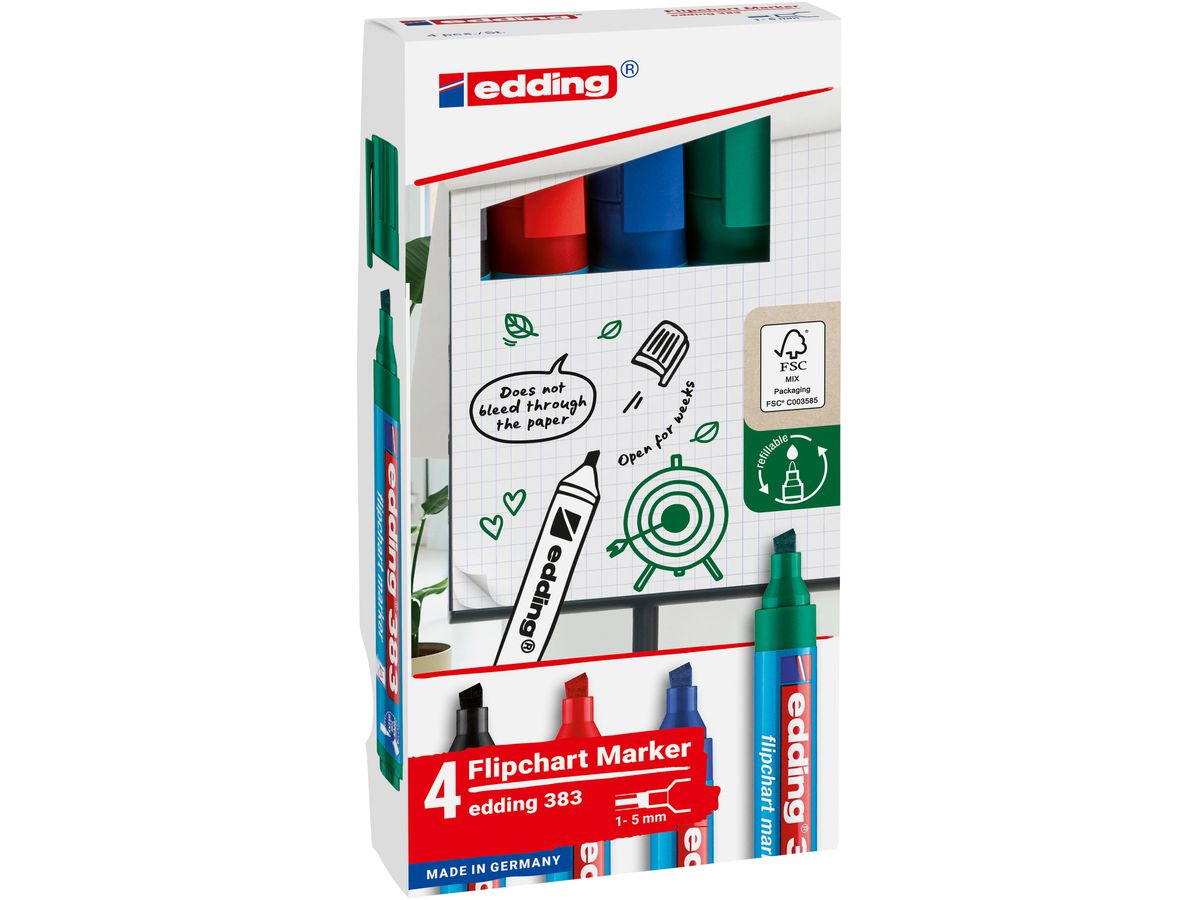 EDDING Flipchart Marker 383 1-5mm 383-E4 4 Farben (4057305072436)