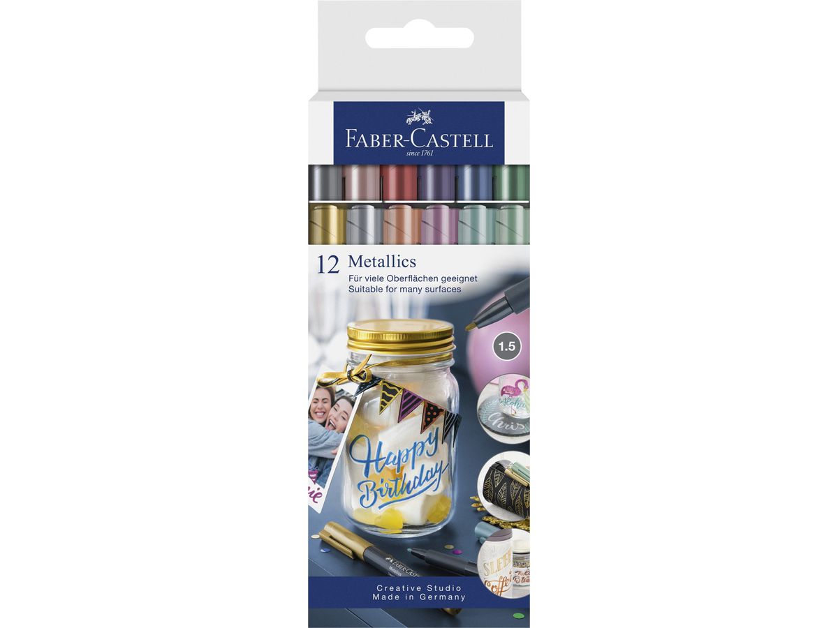 FABER-CASTELL Metallics Set 1.5mm 160713 assortiert 12 Stück (4005401607137)