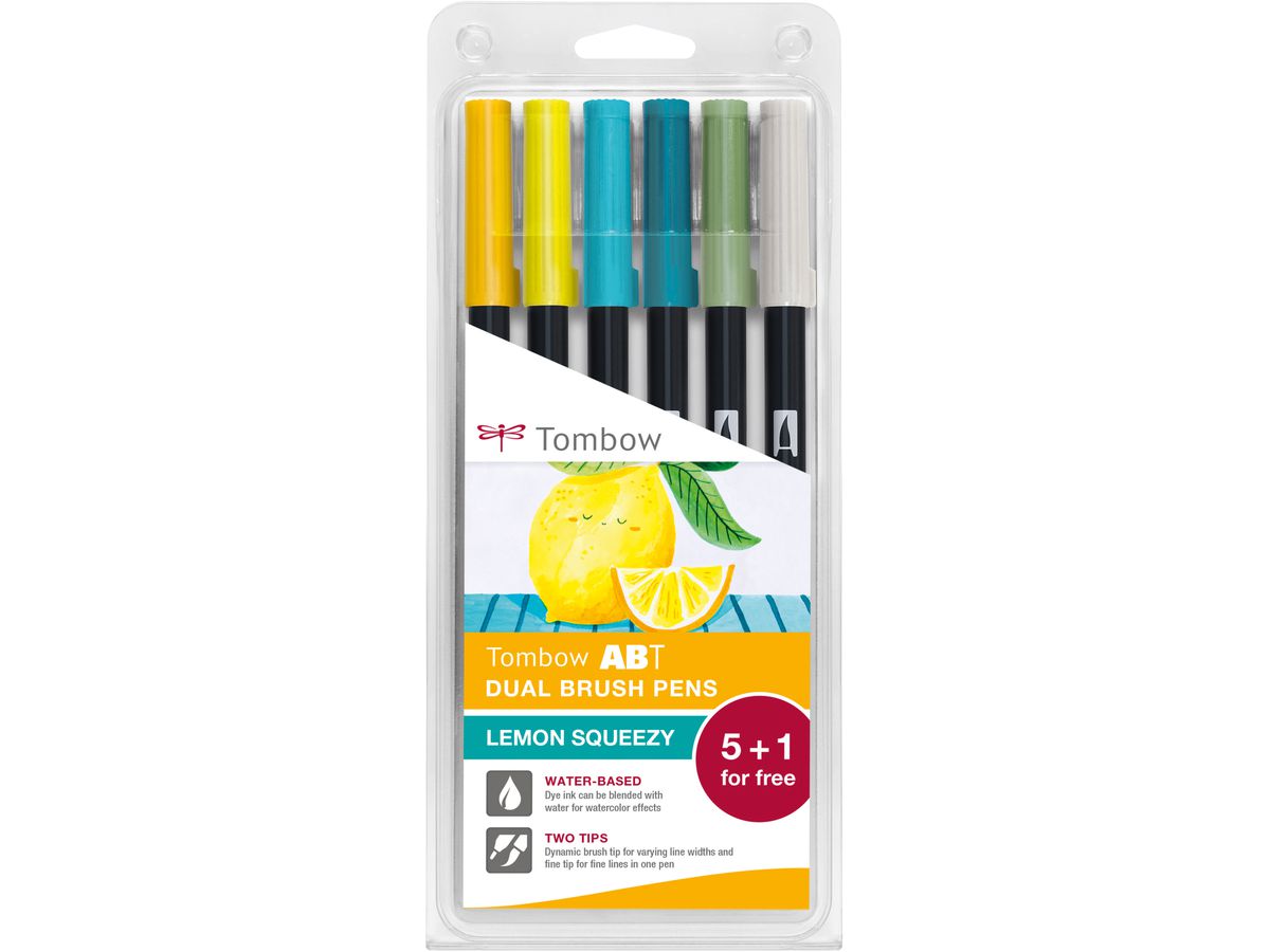 TOMBOW Dual Brush Pen ABT ABT-6PLEMON Lemon Squeezy 6 Stück (4003198106260)