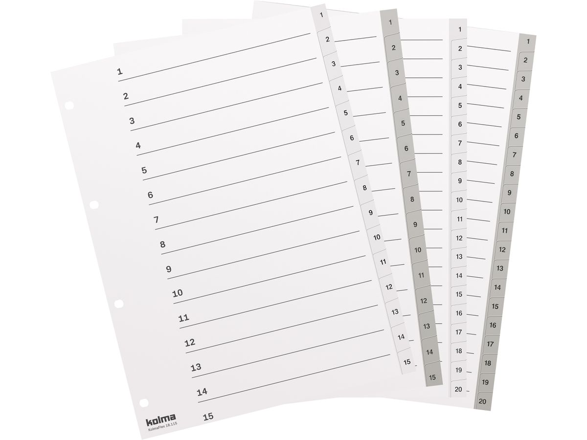 KOLMA Registro KolmaFlex A4 18.115.03 grigio 1-15 (7611967180228)