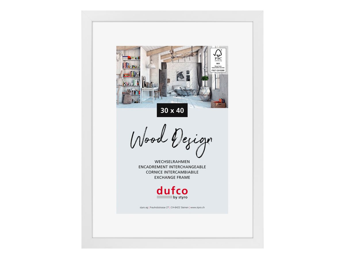 DUFCO Holz-Bilderrahmen 30x40cm 1610.80592 Toronto weiss (7610259805924)