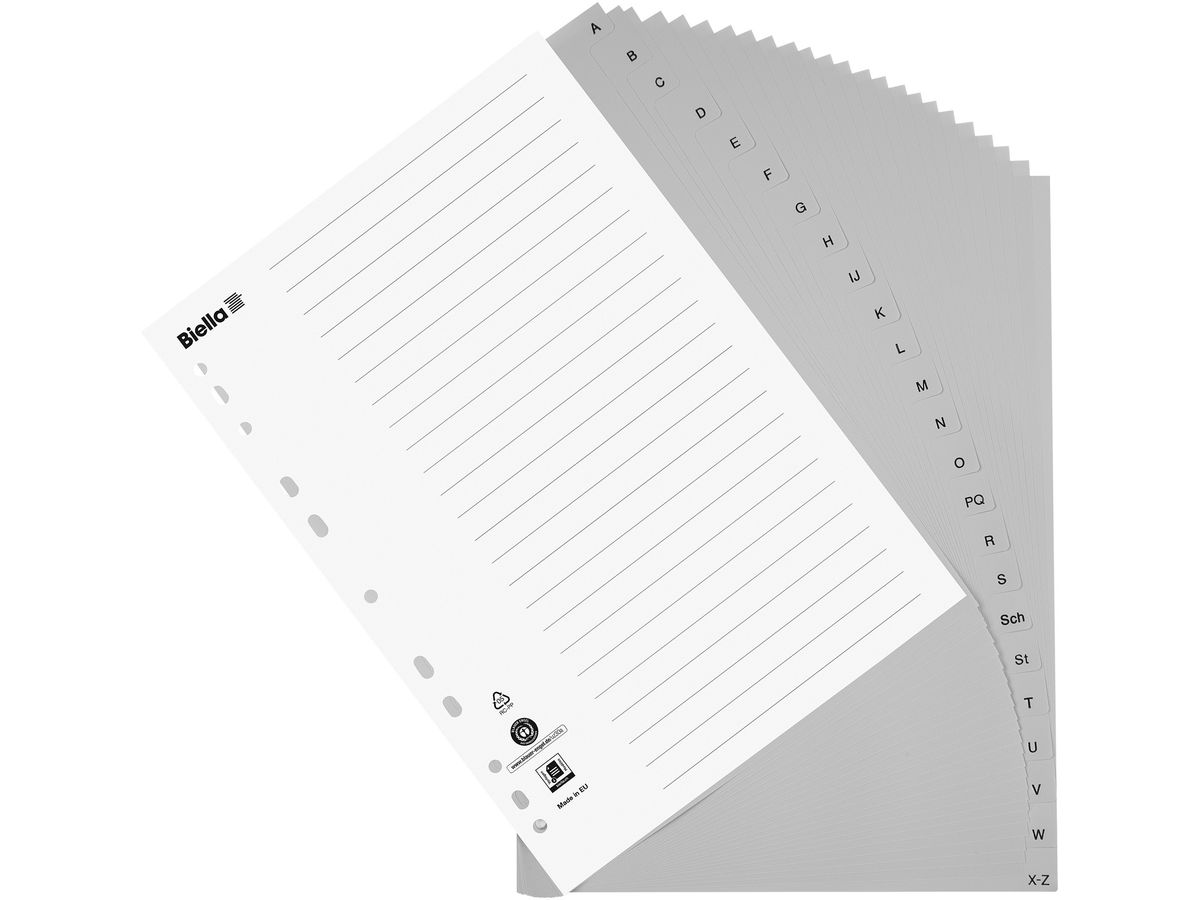 BIELLA Répertoires PP A4+ 47842400U gris A-Z 24 pcs. (7611365288809)