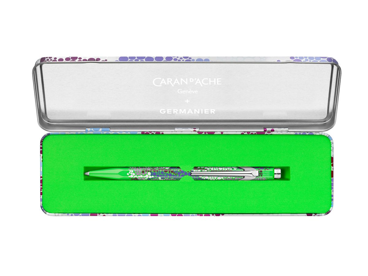 CARAN D'ACHE Kugelschreiber 849 GERMANIER NM0849.116 grün fluo, mit Metallschachtel (7630002360937)