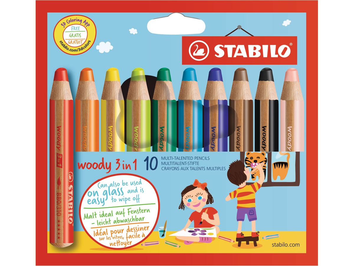 STABILO Farbrstift Woody 880/10 3in1, 10er Etui (4006381185646)