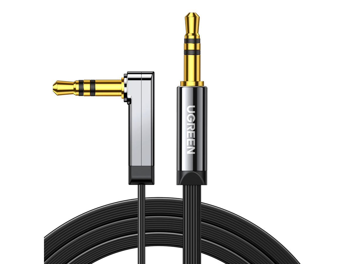 UGREEN Cable 3.5mm Male/Male 10597 Straight angle flat,1m,(BB) (6957303815975)