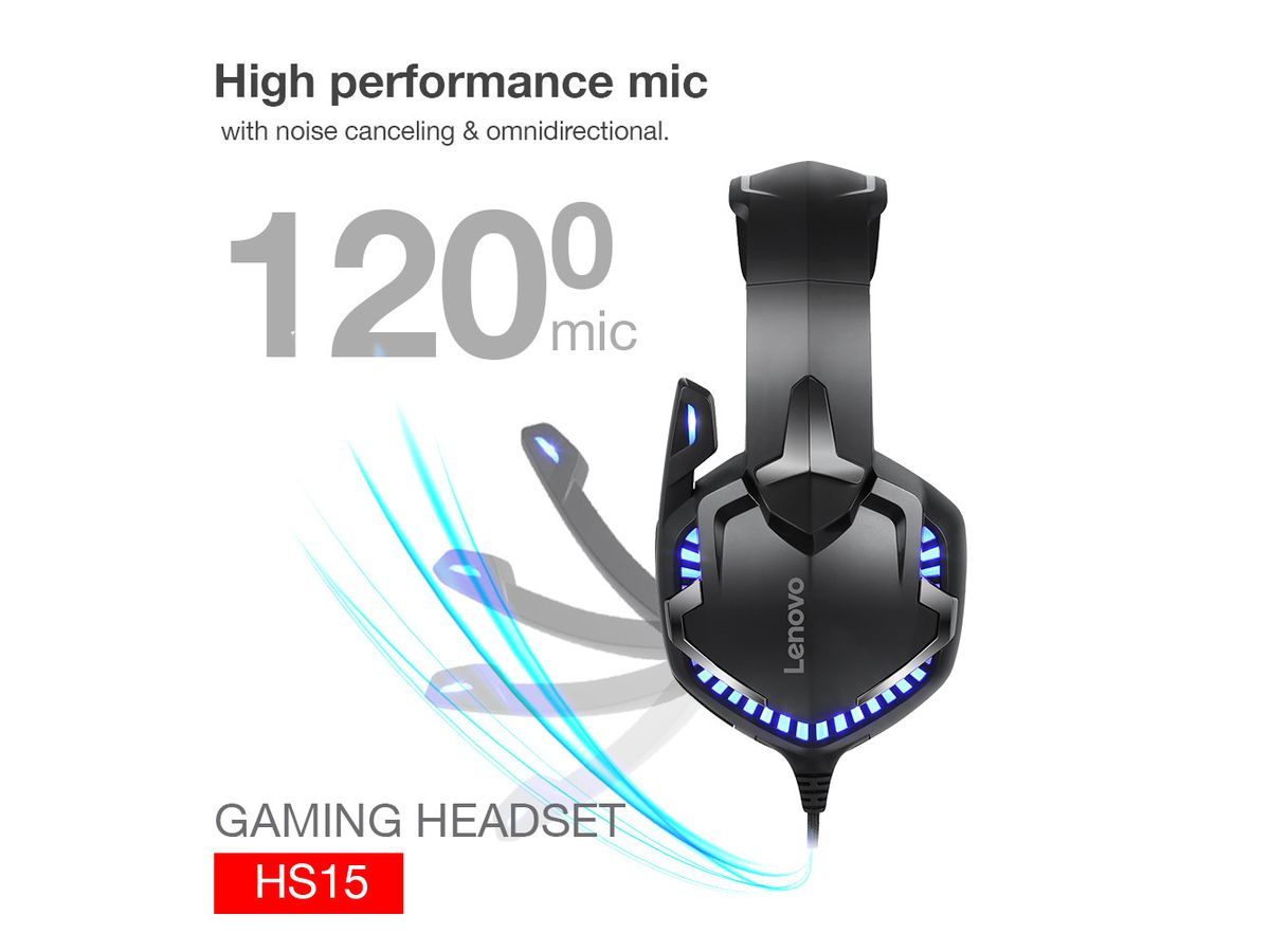 LENOVO Gaming Headphones HS15 HS15-BK (6970648212865)