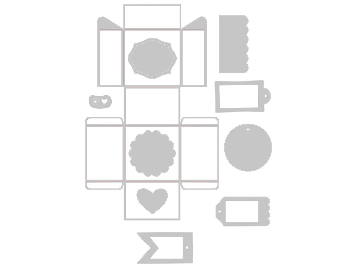SIZZIX Stanzformen 663853 Box & Etiketten 10 Stück (0630454260738)