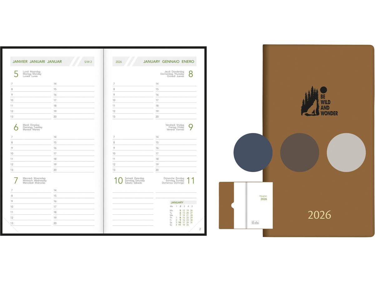 AURORA Agenda Visuplan Adventure 2026 2019AD 1W/2S ass. ML 9x16.5cm (5411028420896)