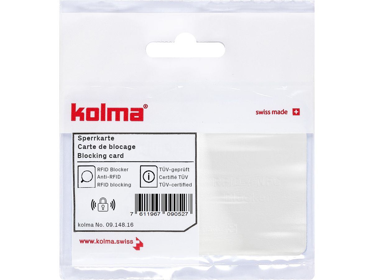 KOLMA Carte de blocage RFID 09.148.16 blanc 85x55mm (7611967090527)