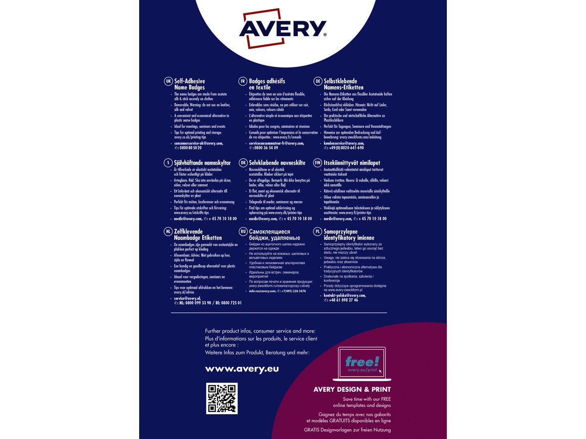 AVERY ZWECKFORM Namensetiketten L4785-20 weiss 80x50mm 200 Stück (4004182074831)