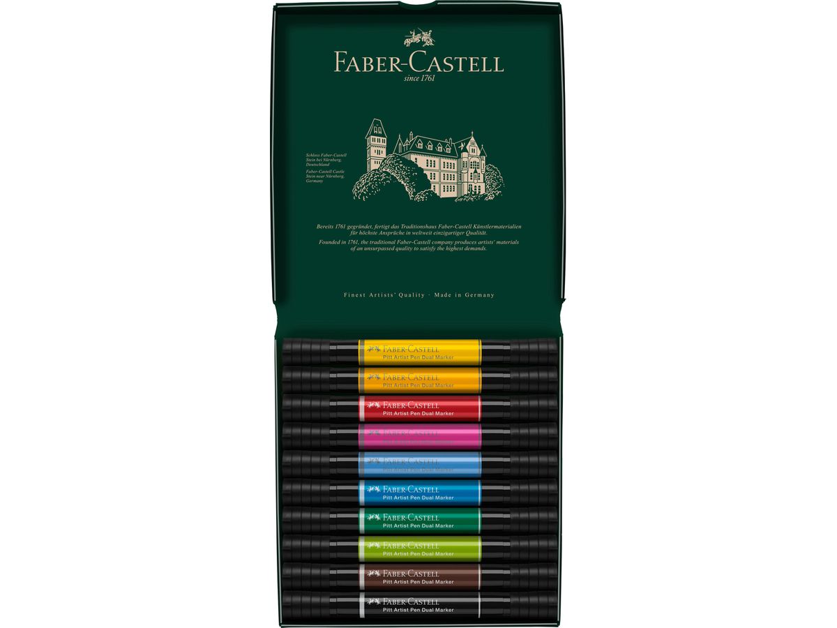 FABER-CASTELL Artist Pen Dual Marker 0.8mm 162010 10 couleurs, étui (4005401620105)