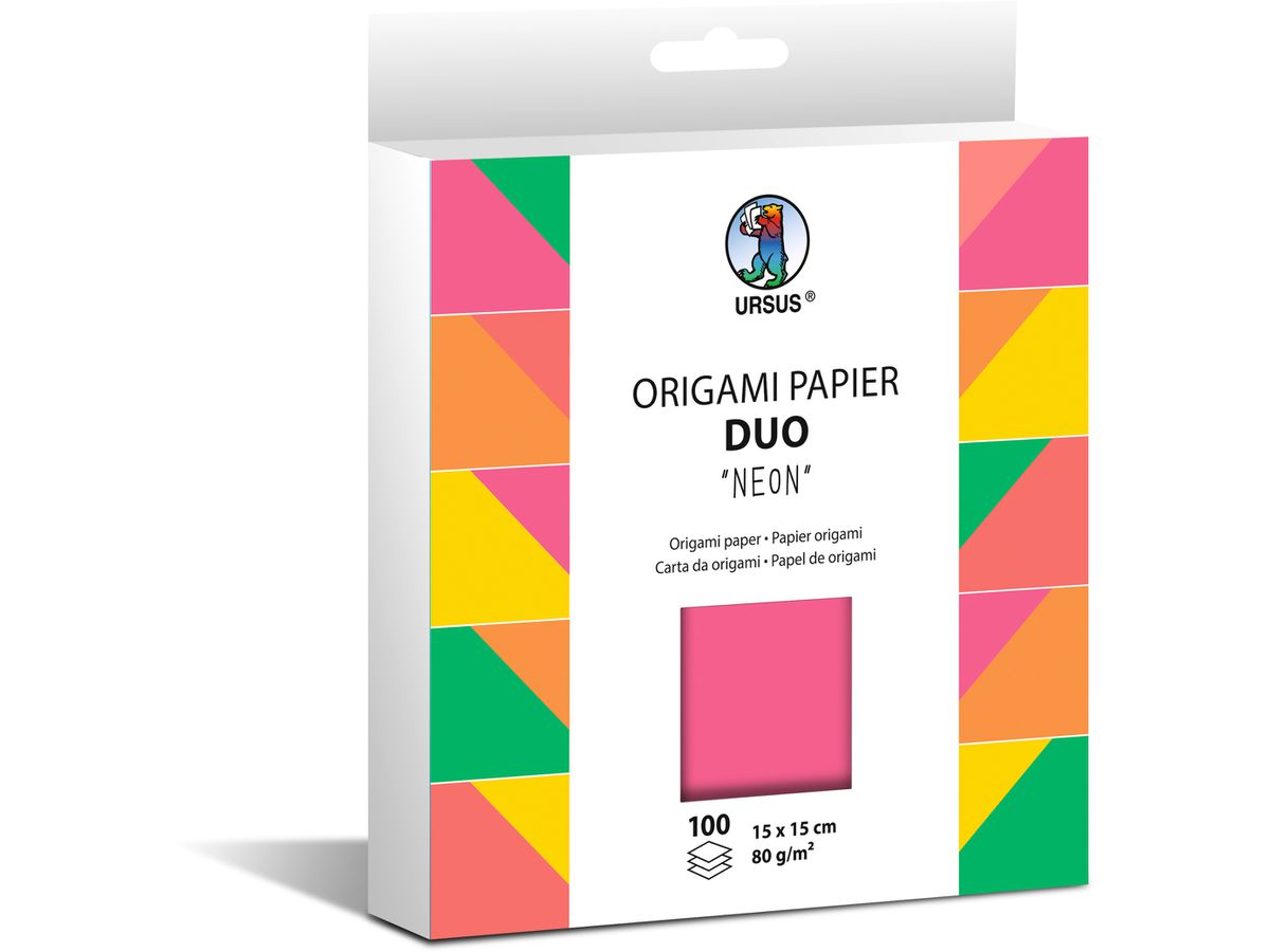 URSUS Faltblätter Duo 15x15cm 22895599F neon 100 Blatt (4008525254188)